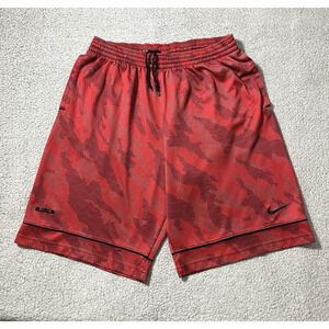 Nike Basketball Shorts Mens L Red Lebron James Geometric Training Drawstring